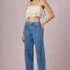Bobbi Mid-Rise Barrel-Leg Jeans in Mid-Blue Wash
