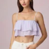 Lacie Ruffled Cropped Camisole Top in Lilac