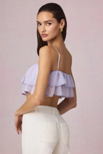 Lacie Ruffled Cropped Camisole Top in Lilac