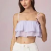 Lacie Ruffled Cropped Camisole Top in Lilac