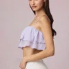 Lacie Ruffled Cropped Camisole Top in Lilac