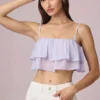 Lacie Ruffled Cropped Camisole Top in Lilac