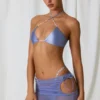 Lagoon Drawstring Cut-Out Mini Skirt in Lavender Purple