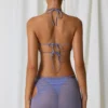 Lagoon Drawstring Cut-Out Mini Skirt in Lavender Purple
