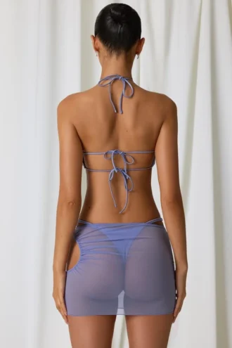 Lagoon Drawstring Cut-Out Mini Skirt in Lavender Purple