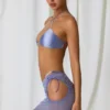Lagoon Drawstring Cut-Out Mini Skirt in Lavender Purple