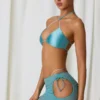 Lagoon Drawstring Cut-Out Mini Skirt in Turquoise