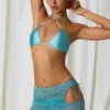 Lagoon Drawstring Cut-Out Mini Skirt in Turquoise
