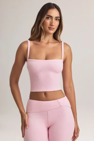 Lai Modal Square-Neck Camisole Top in Pastel Pink