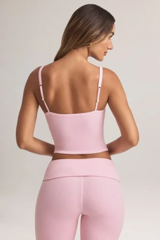 Lai Modal Square-Neck Camisole Top in Pastel Pink