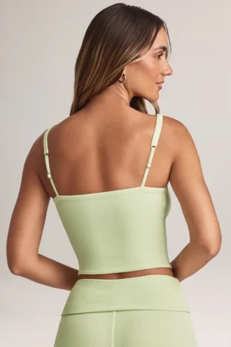 Lai Modal Square-Neck Camisole Top in Sage Green