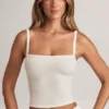 Lai Modal Square-Neck Camisole Top in White