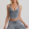 Laika Low-Rise Pleated Mini Skirt in Light Blue