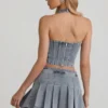Laika Low-Rise Pleated Mini Skirt in Light Blue