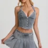 Laika Low-Rise Pleated Mini Skirt in Light Blue