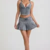 Laika Low-Rise Pleated Mini Skirt in Light Blue