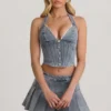 Laika Low-Rise Pleated Mini Skirt in Light Blue