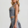 Laika Low-Rise Pleated Mini Skirt in Light Blue