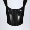 Lamiya Vinyl Lace-Up Corset Top in Black