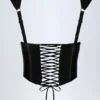 Lamiya Vinyl Lace-Up Corset Top in Black