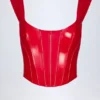 Lamiya Vinyl Lace-Up Corset Top in Fire Red