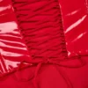 Lamiya Vinyl Lace-Up Corset Top in Fire Red