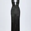 Lanai Embellished Backless Maxi Dress in Black