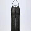 Lanai Embellished Backless Maxi Dress in Black