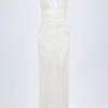 Lanai Embellished Backless Maxi Dress in White
