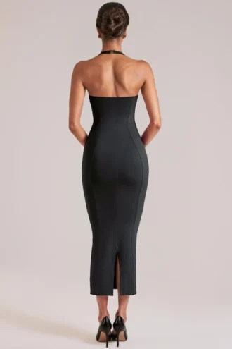 Landen Halterneck Midaxi Dress in Black