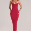 Landen Halterneck Midaxi Dress in Cherry Red