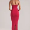 Landen Halterneck Midaxi Dress in Cherry Red