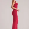 Landen Halterneck Midaxi Dress in Cherry Red