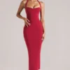 Landen Halterneck Midaxi Dress in Cherry Red