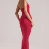 Landen Halterneck Midaxi Dress in Cherry Red