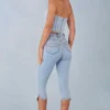 Landon Mid-Rise Denim Capri Jeans in Light Denim