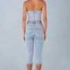 Landon Mid-Rise Denim Capri Jeans in Light Denim