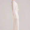 Lani Long-Sleeve Draped Maxi Dress in Ivory