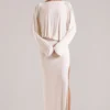 Lani Long-Sleeve Draped Maxi Dress in Ivory