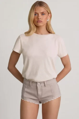 Lanori Low-Rise Hot Pants in Ecru