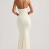 Laverna Ruched Backless Halterneck Gown in Ivory