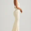 Laverna Ruched Backless Halterneck Gown in Ivory