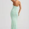 Laverna Ruched Backless Halterneck Gown in Mint