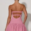 Lavinia Cut-Out Bubble Hem Corset Mini Dress in Dusty Pink