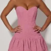 Lavinia Cut-Out Bubble Hem Corset Mini Dress in Dusty Pink