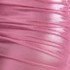 Layla Long Sleeve Metallic Jersey Mini Dress in Rose Pink
