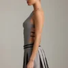 Leilani Belted Backless Pleated Mini Dress in Grey