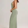 Leire Modal Plunge Backless Maxi Dress in Sage Green
