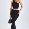 Lena Modal Twist-Front Maxi Skirt in Black