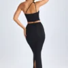 Lena Modal Twist-Front Maxi Skirt in Black